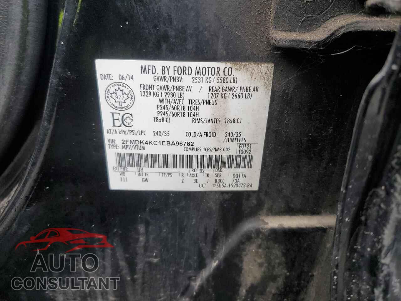 FORD EDGE 2014 - 2FMDK4KC1EBA96782
