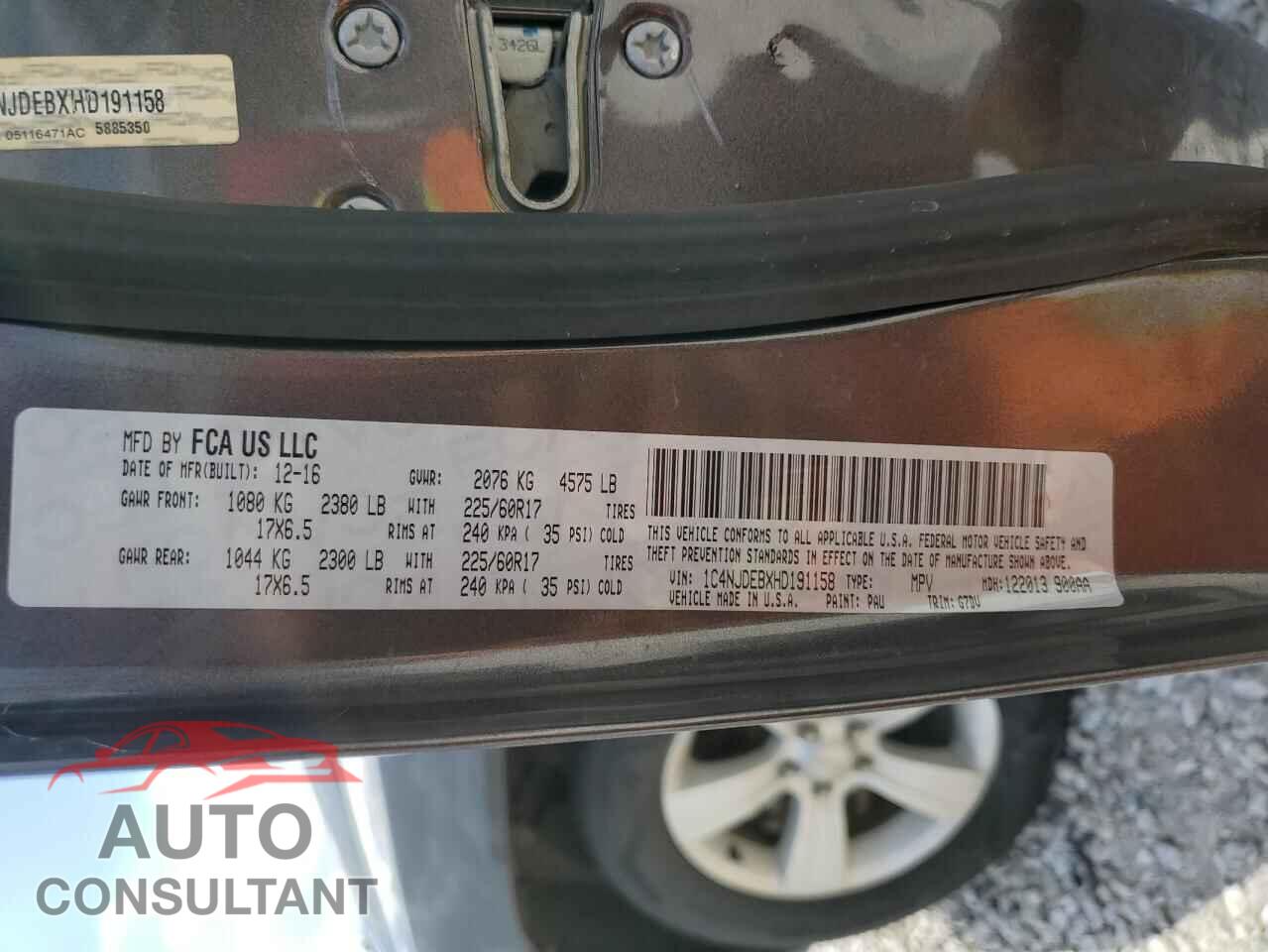 JEEP COMPASS 2017 - 1C4NJDEBXHD191158
