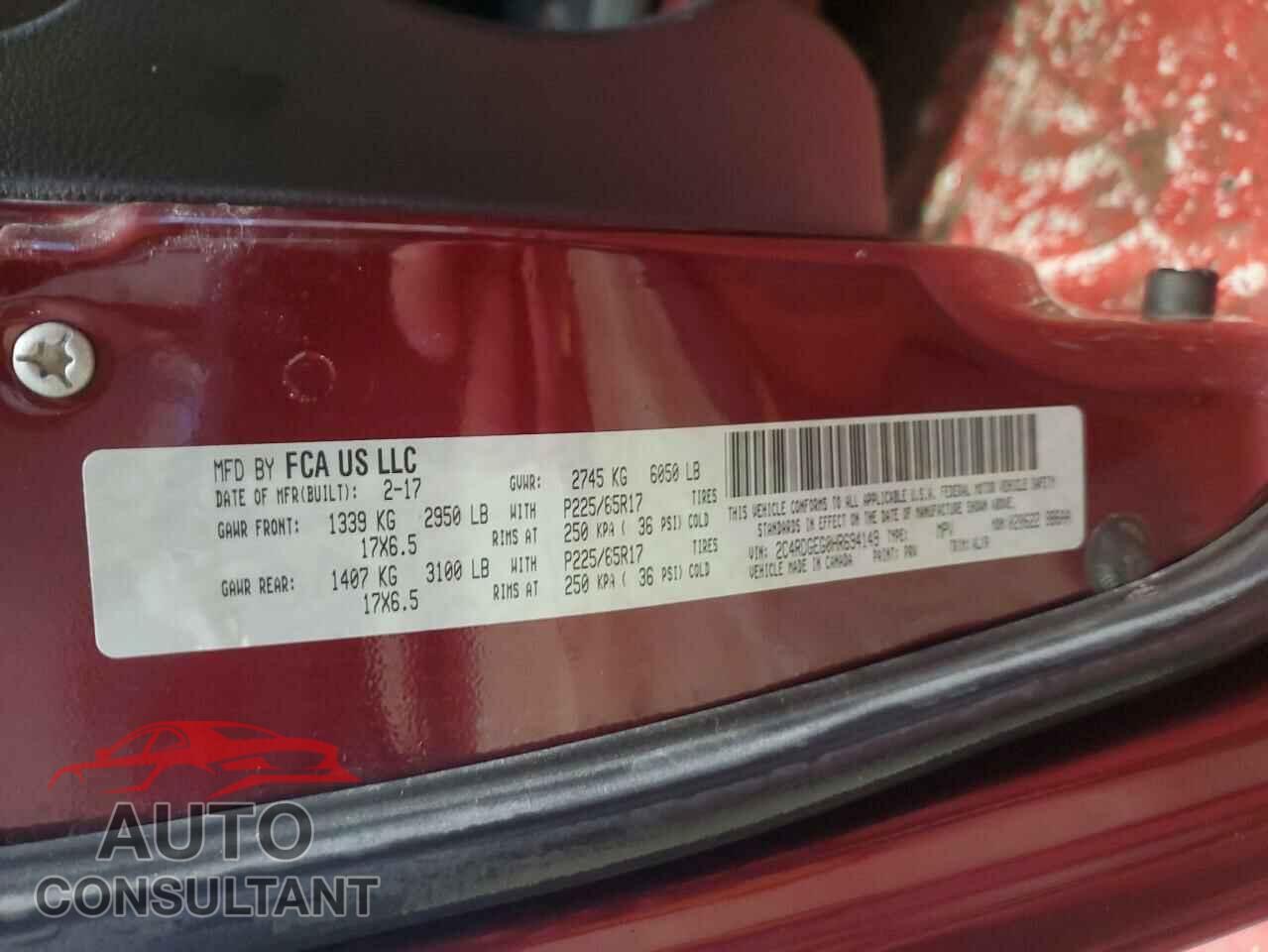 DODGE CARAVAN 2017 - 2C4RDGEG0HR694149