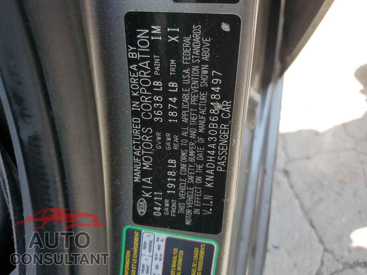 KIA RIO 2011 - KNADH4A30B6848497