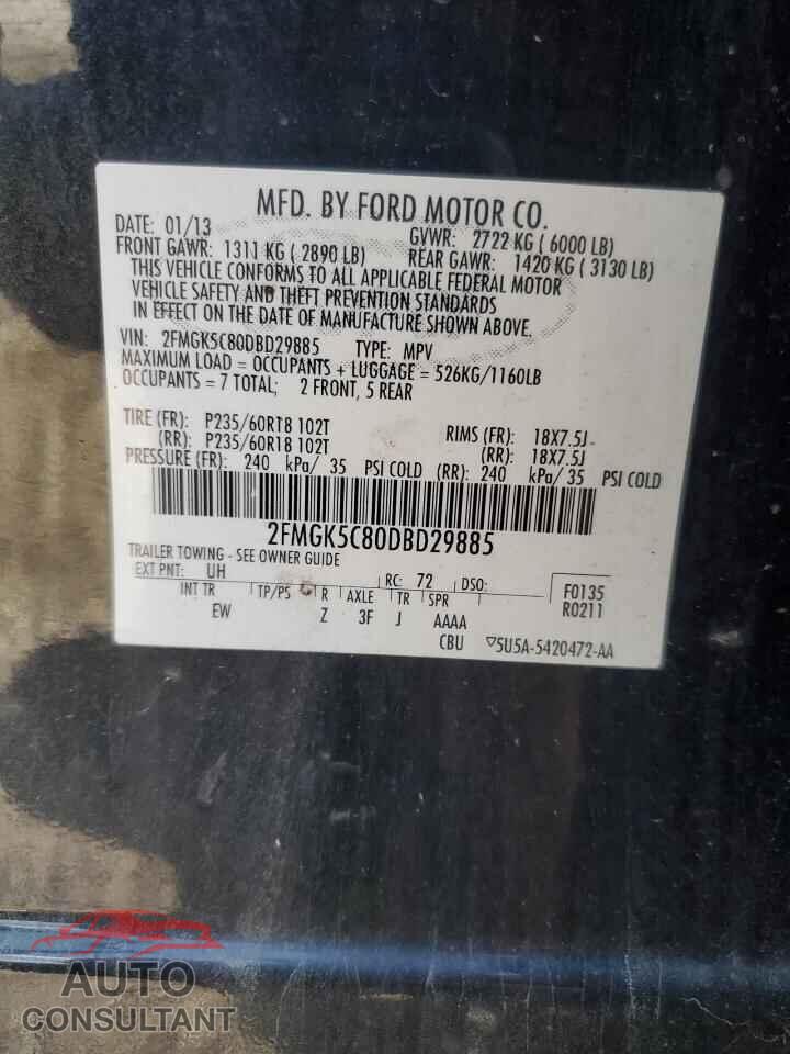 FORD FLEX 2013 - 2FMGK5C80DBD29885