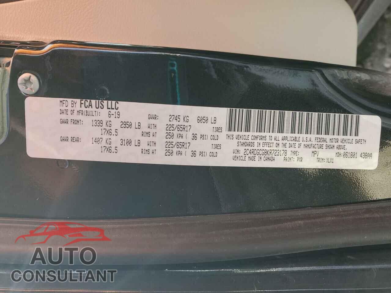 DODGE CARAVAN 2019 - 2C4RDGCG8KR723178