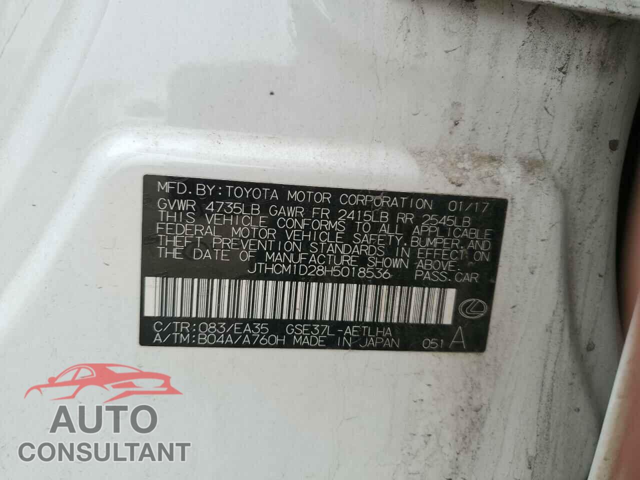 LEXUS IS 2017 - JTHCM1D28H5018536