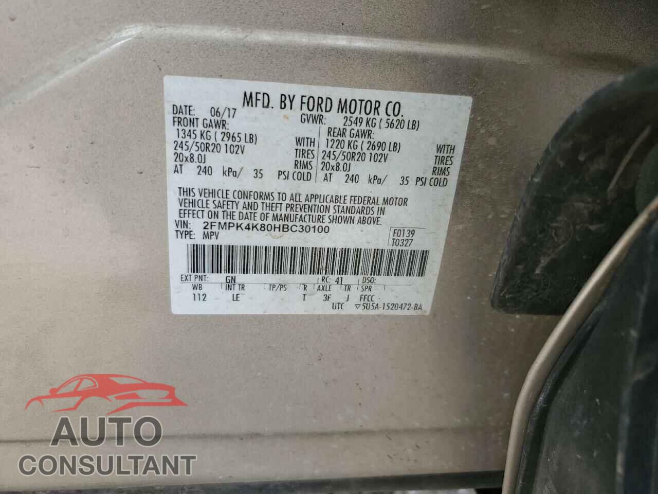FORD EDGE 2017 - 2FMPK4K80HBC30100