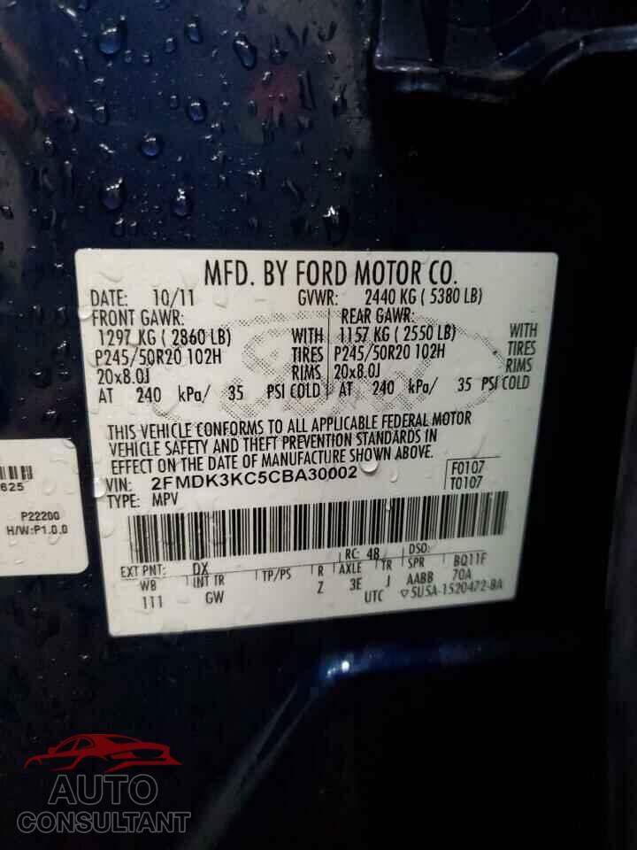 FORD EDGE 2012 - 2FMDK3KC5CBA30002