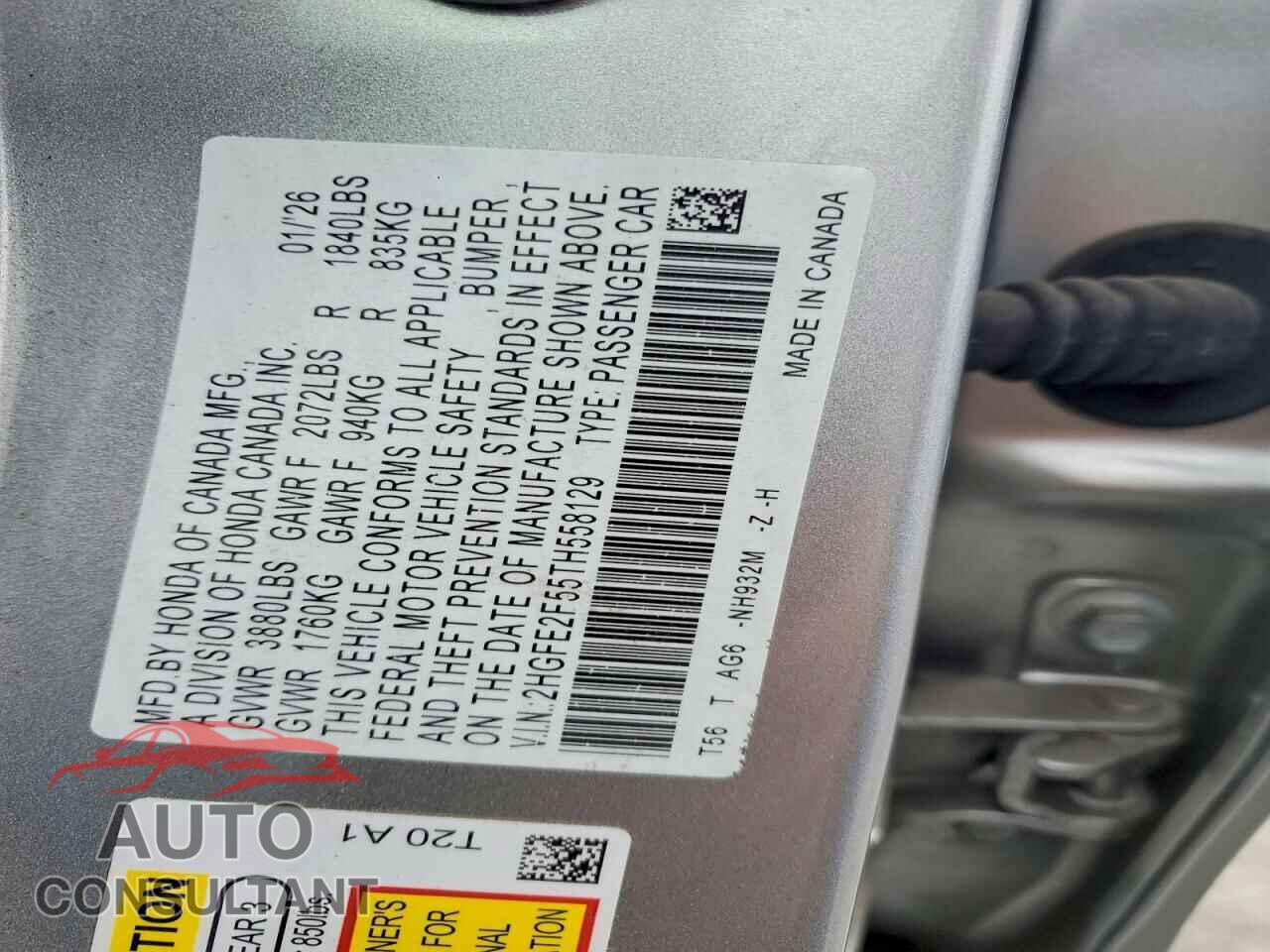 HONDA CIVIC 2026 - 2HGFE2F55TH558129