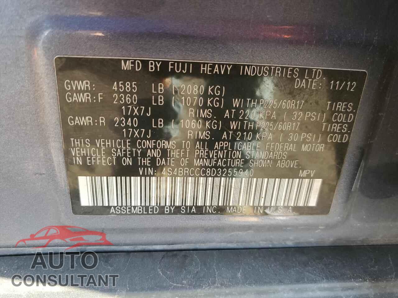 SUBARU OUTBACK 2013 - 4S4BRCCC8D3255940