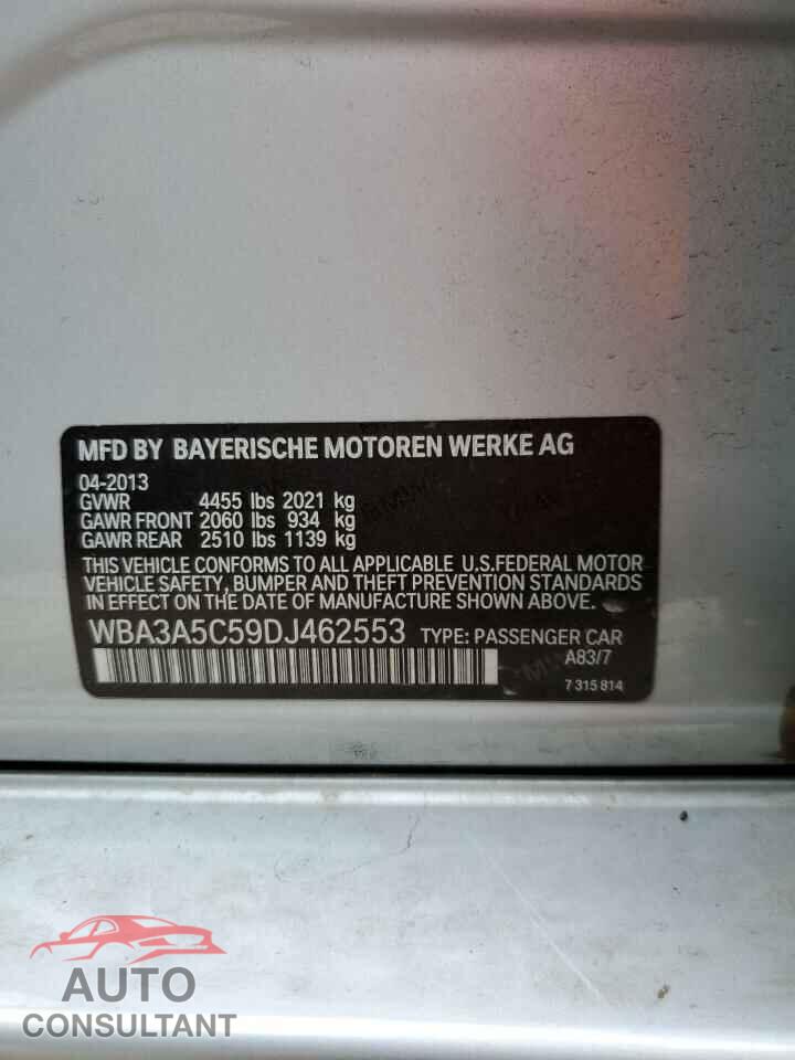 BMW 3 SERIES 2013 - WBA3A5C59DJ462553