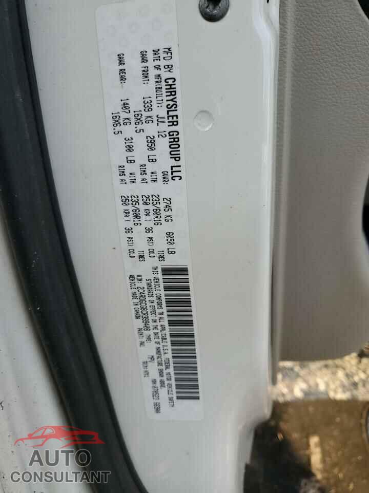 DODGE CARAVAN 2012 - 2C4RDGCG8CR399408