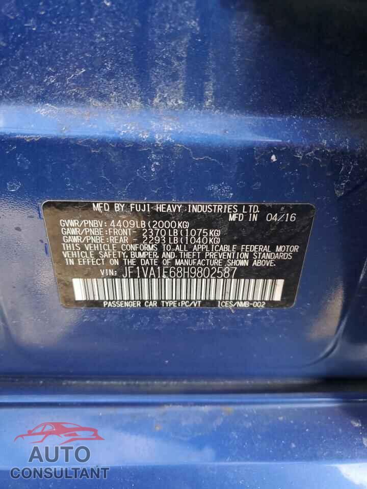 SUBARU WRX 2017 - JF1VA1E68H9802587