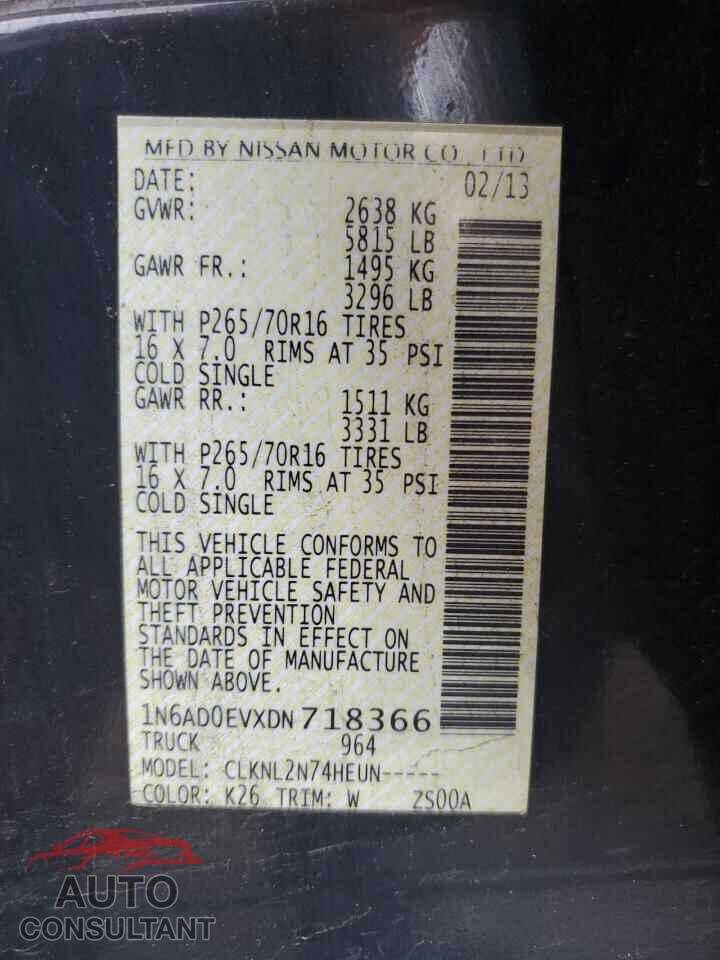 NISSAN FRONTIER 2013 - 1N6AD0EVXDN718366
