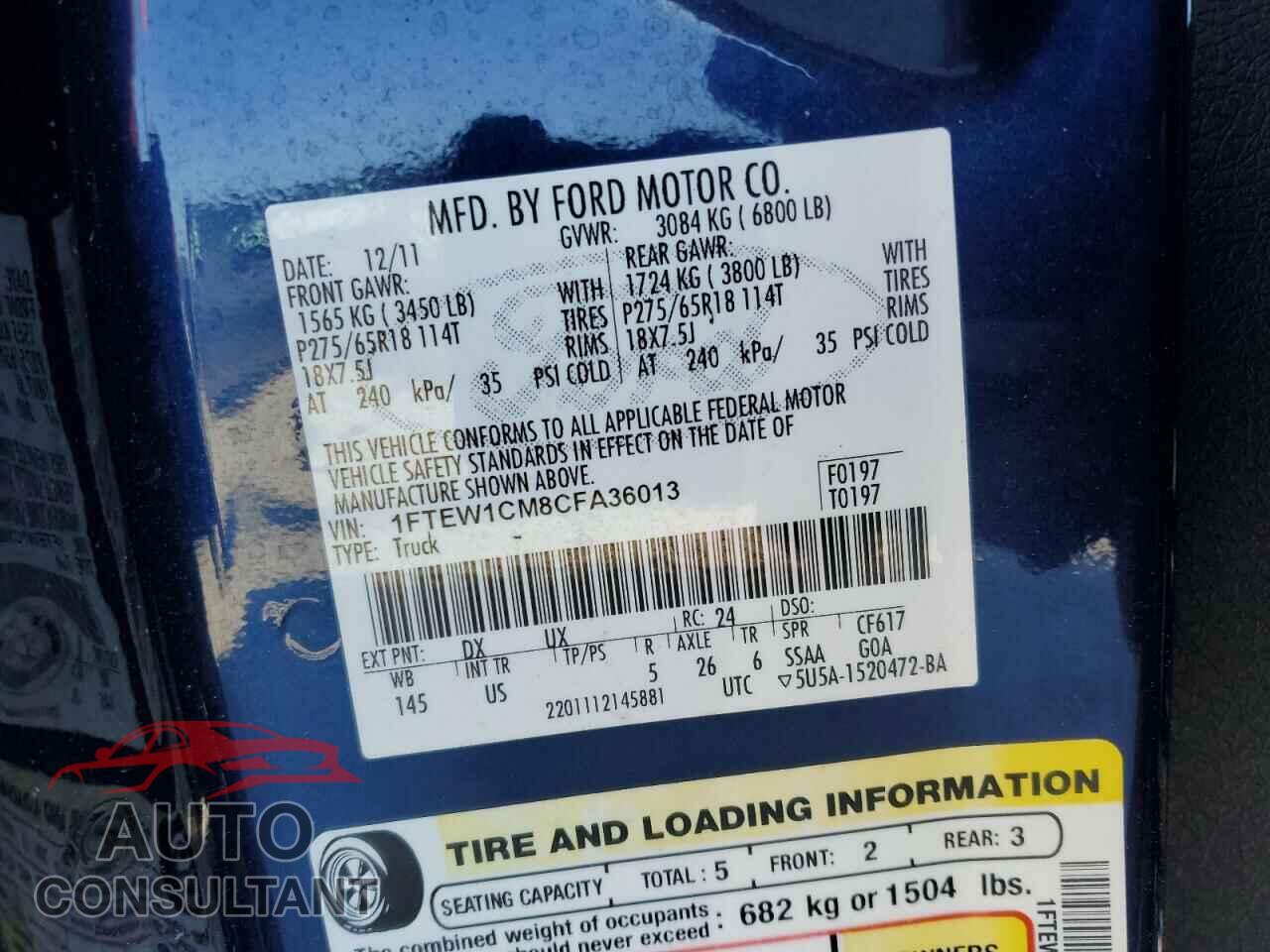 FORD F-150 2012 - 1FTEW1CM8CFA36013