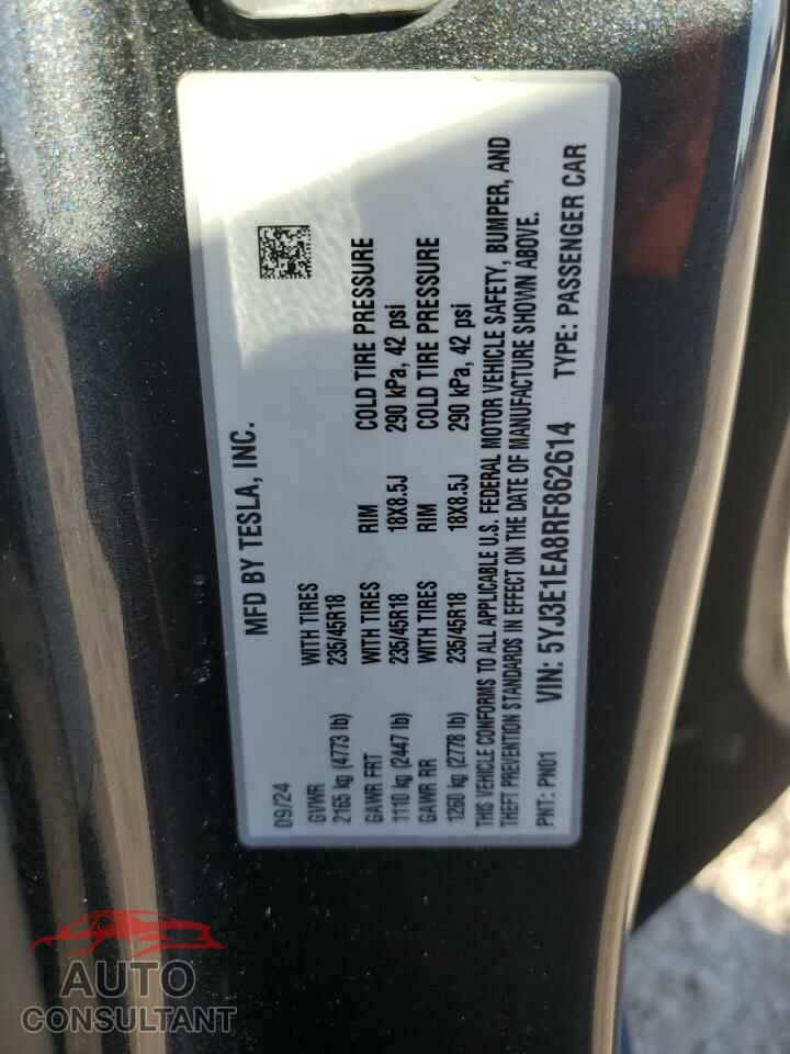TESLA MODEL 3 2024 - 5YJ3E1EA8RF862614