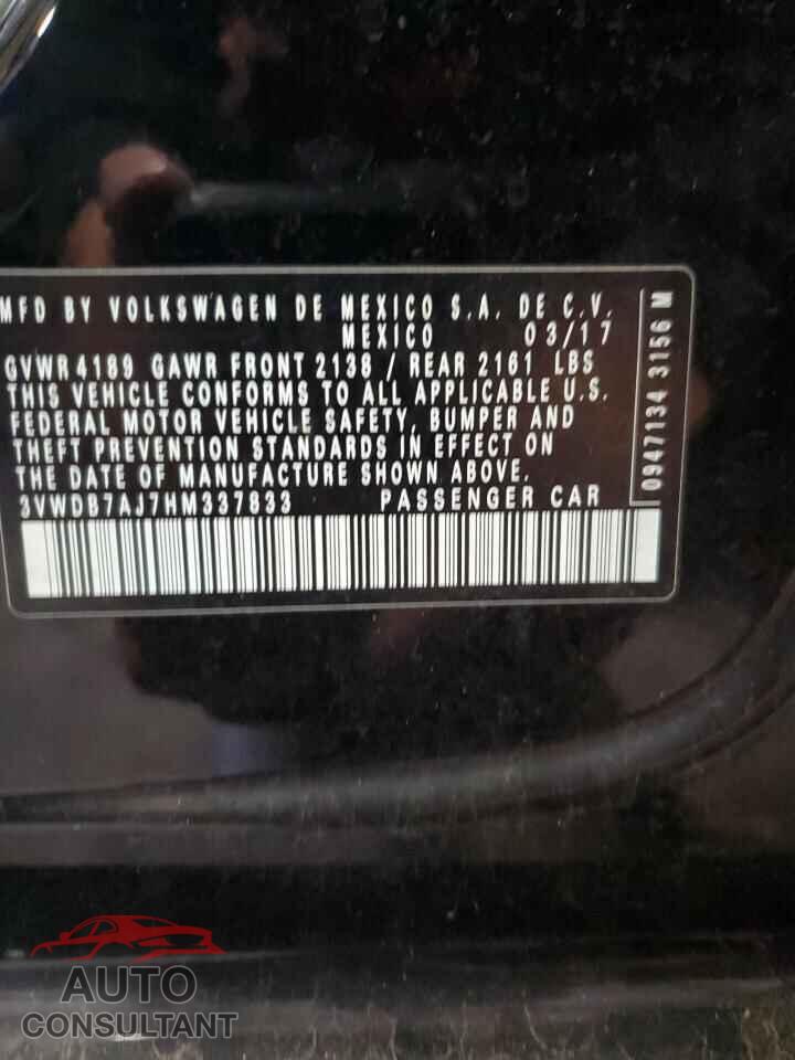 VOLKSWAGEN JETTA 2017 - 3VWDB7AJ7HM337833