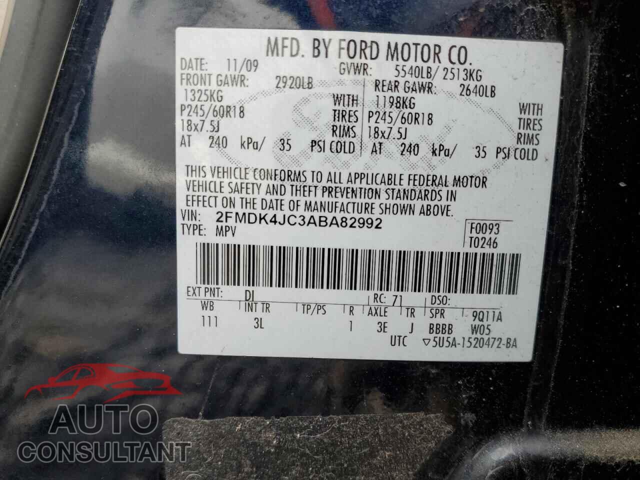 FORD EDGE 2010 - 2FMDK4JC3ABA82992