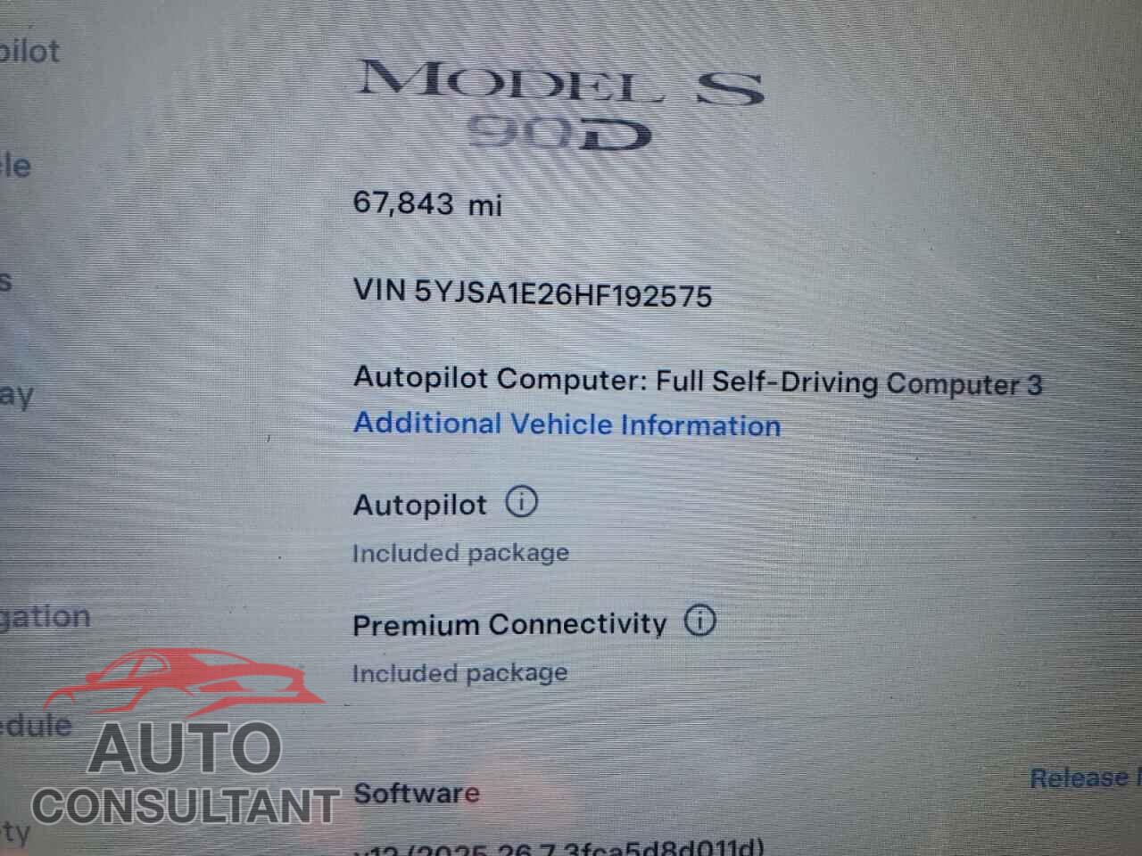 TESLA MODEL S 2017 - 5YJSA1E26HF192575