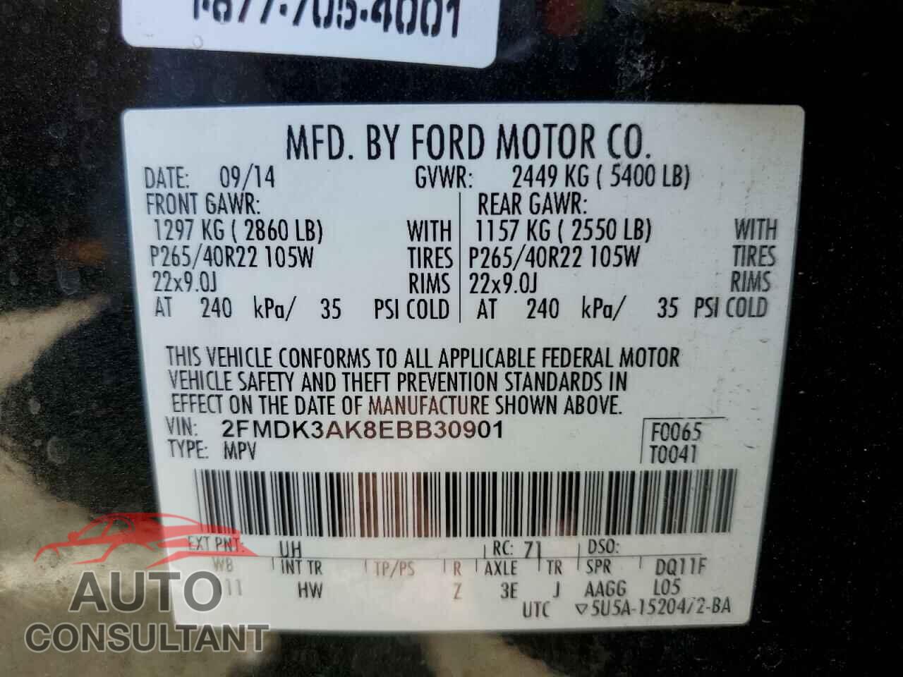 FORD EDGE 2014 - 2FMDK3AK8EBB30901