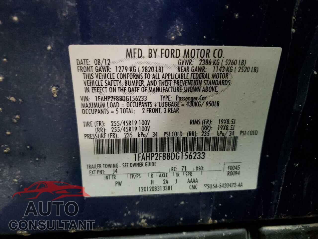 FORD TAURUS 2013 - 1FAHP2F88DG156233