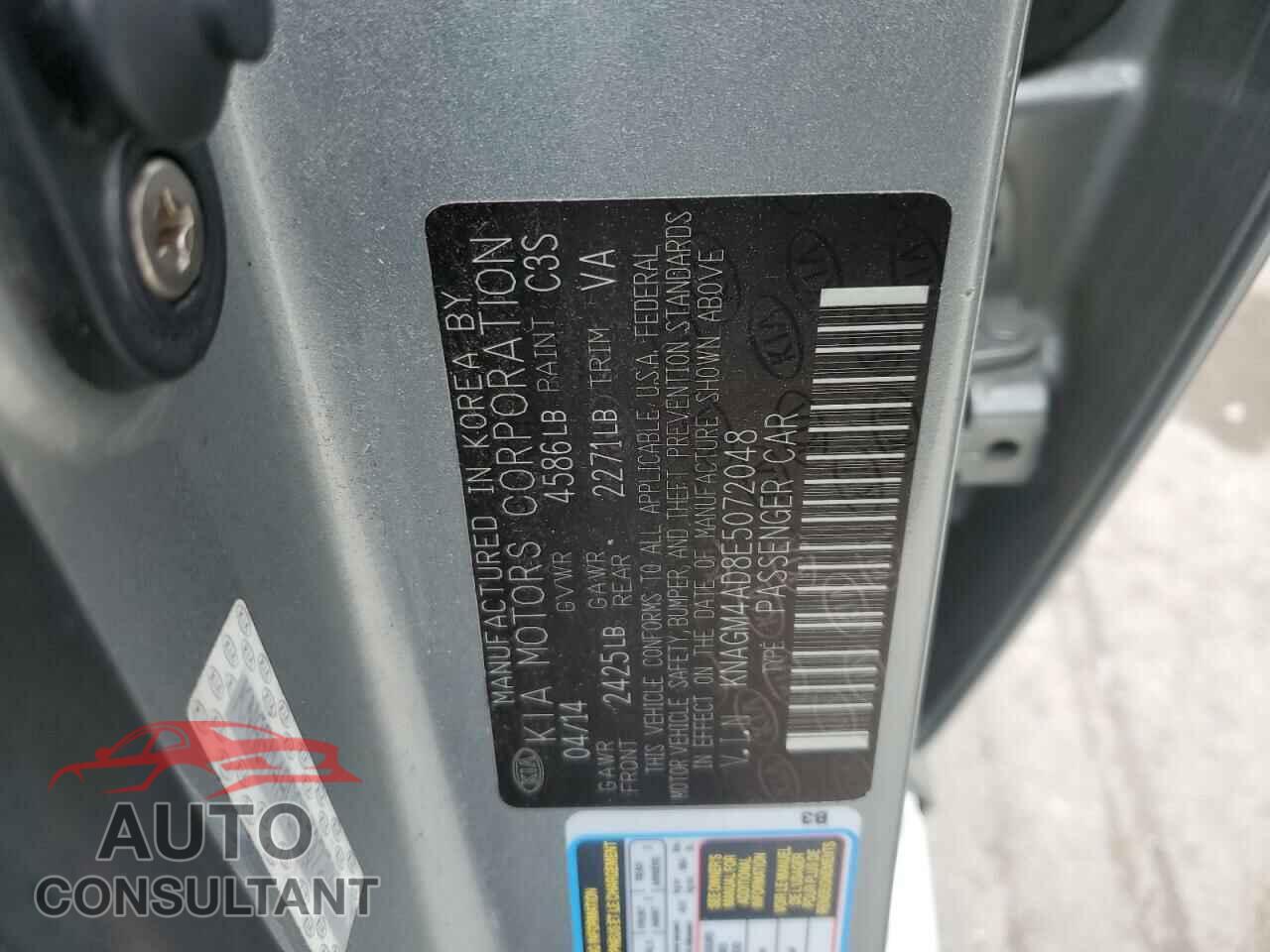 KIA OPTIMA 2014 - KNAGM4AD8E5072048