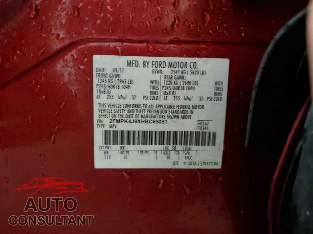 FORD EDGE 2017 - 2FMPK4J8XHBC65051