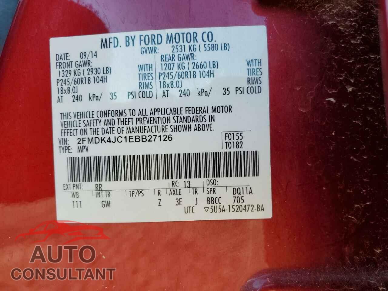 FORD EDGE 2014 - 2FMDK4JC1EBB27126