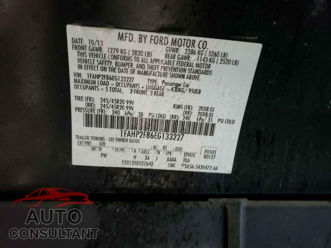 FORD TAURUS 2014 - 1FAHP2F86EG133227