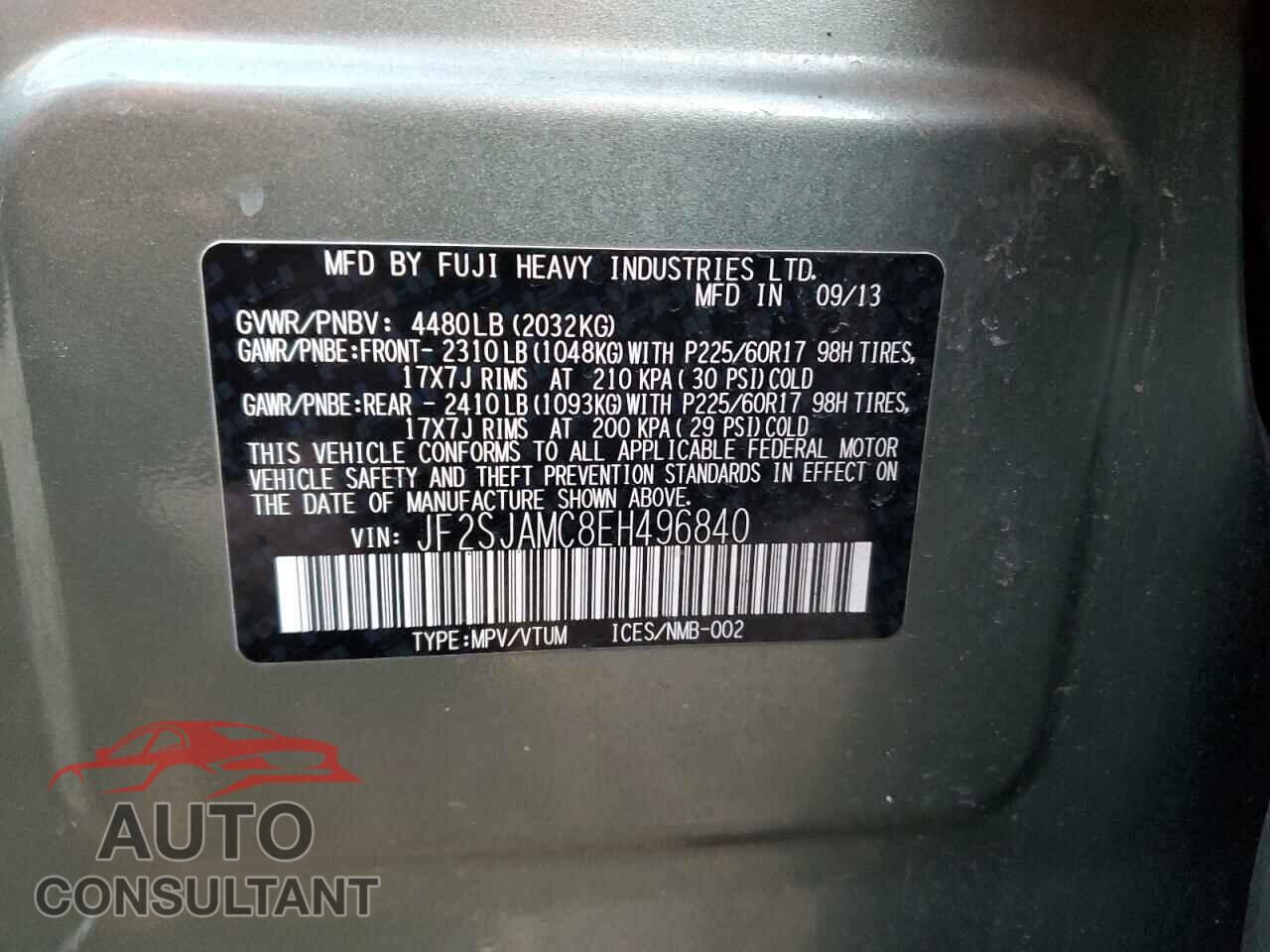 SUBARU FORESTER 2014 - JF2SJAMC8EH496840