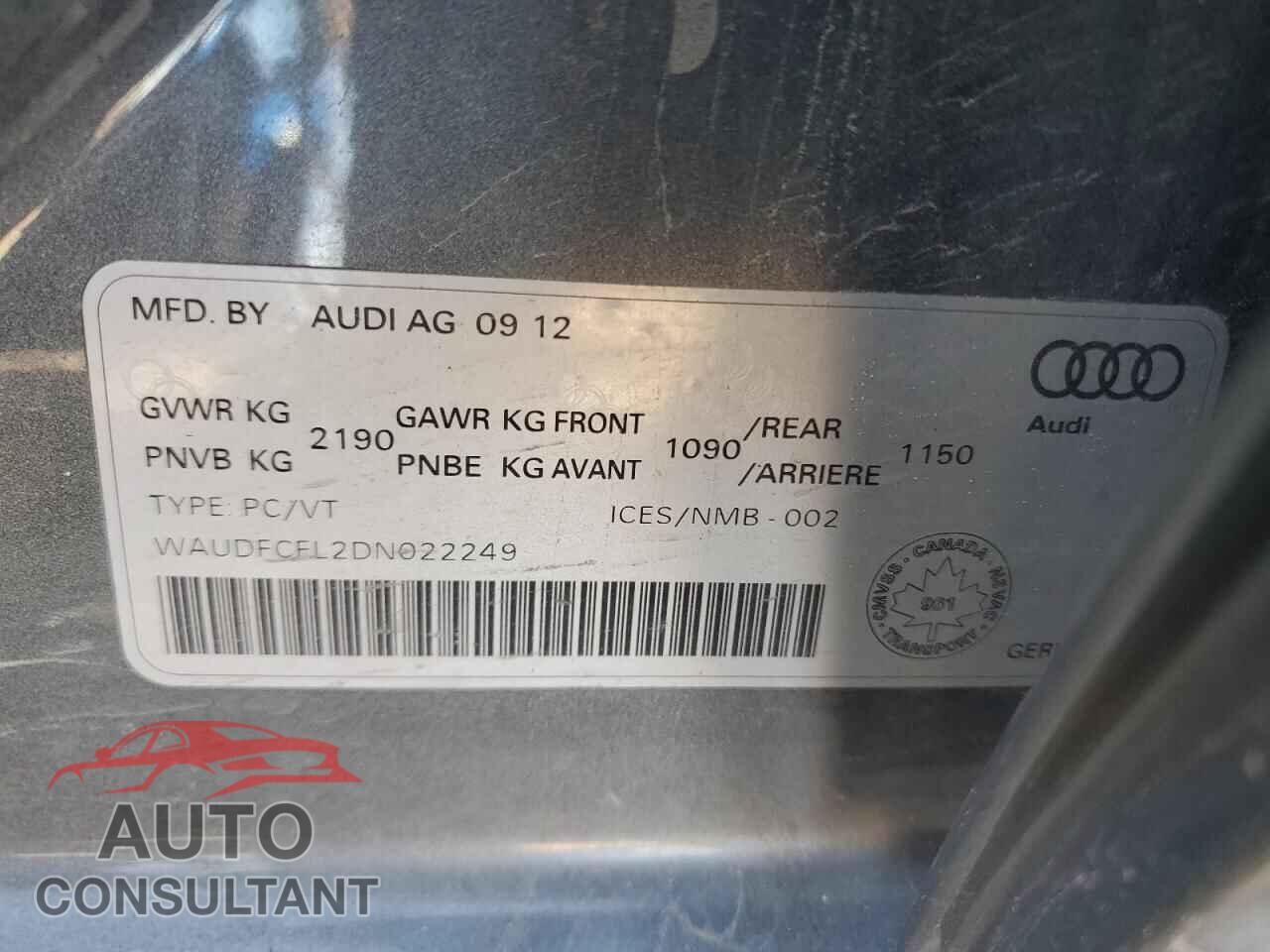 AUDI A4 2013 - WAUDFCFL2DN022249