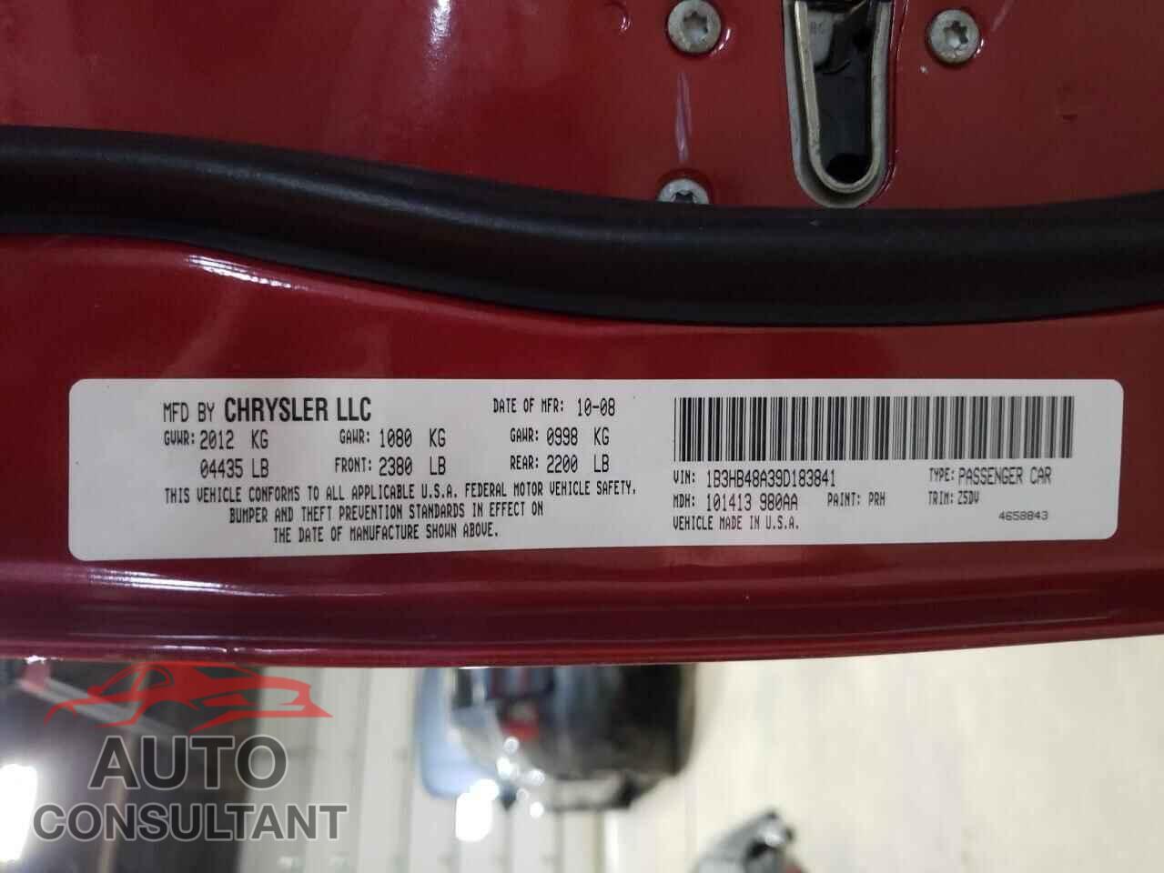 DODGE CALIBER 2009 - 1B3HB48A39D183841