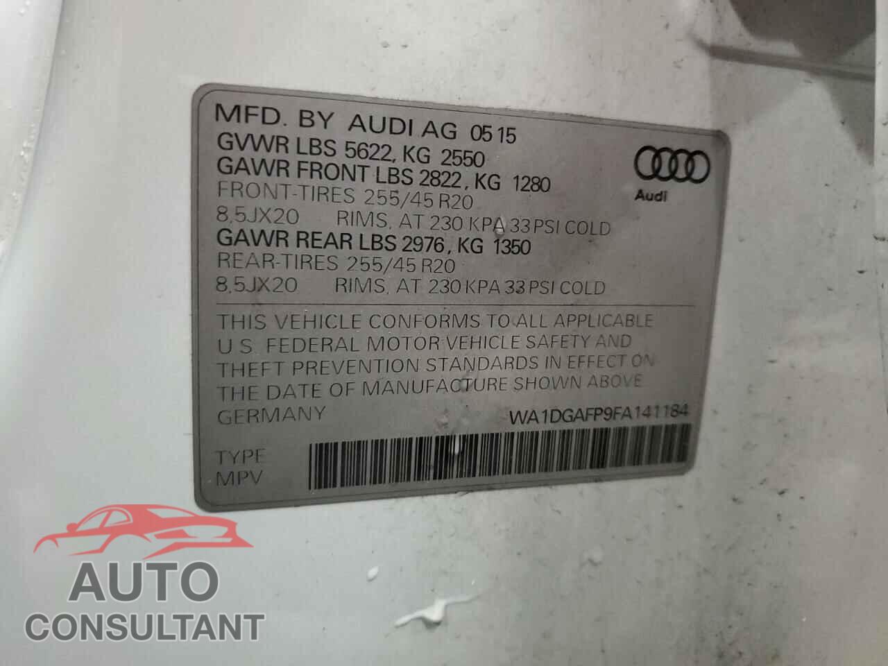 AUDI Q5 2015 - WA1DGAFP9FA141184