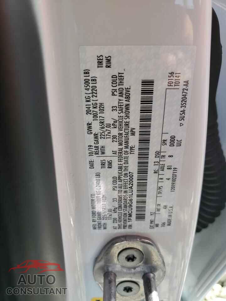 FORD ESCAPE 2020 - 1FMCU9G61LUA20007