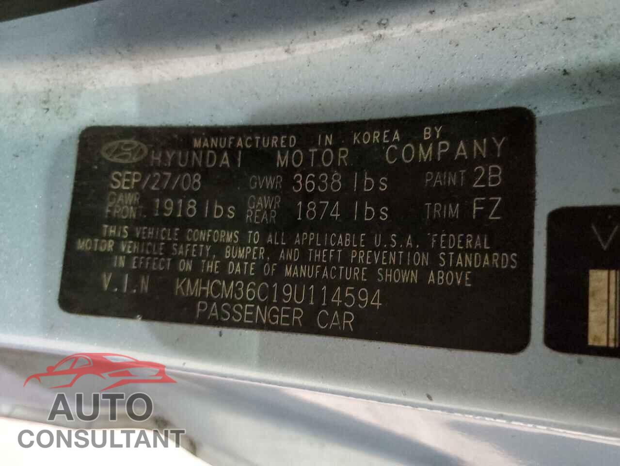 HYUNDAI ACCENT 2009 - KMHCM36C19U114594