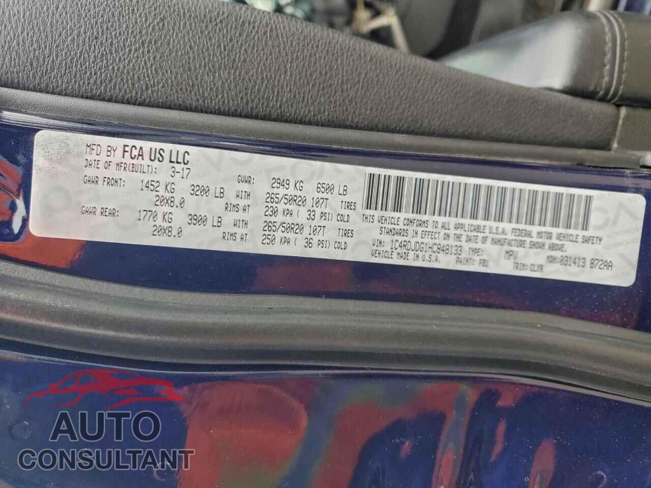 DODGE DURANGO 2017 - 1C4RDJDG1HC848133