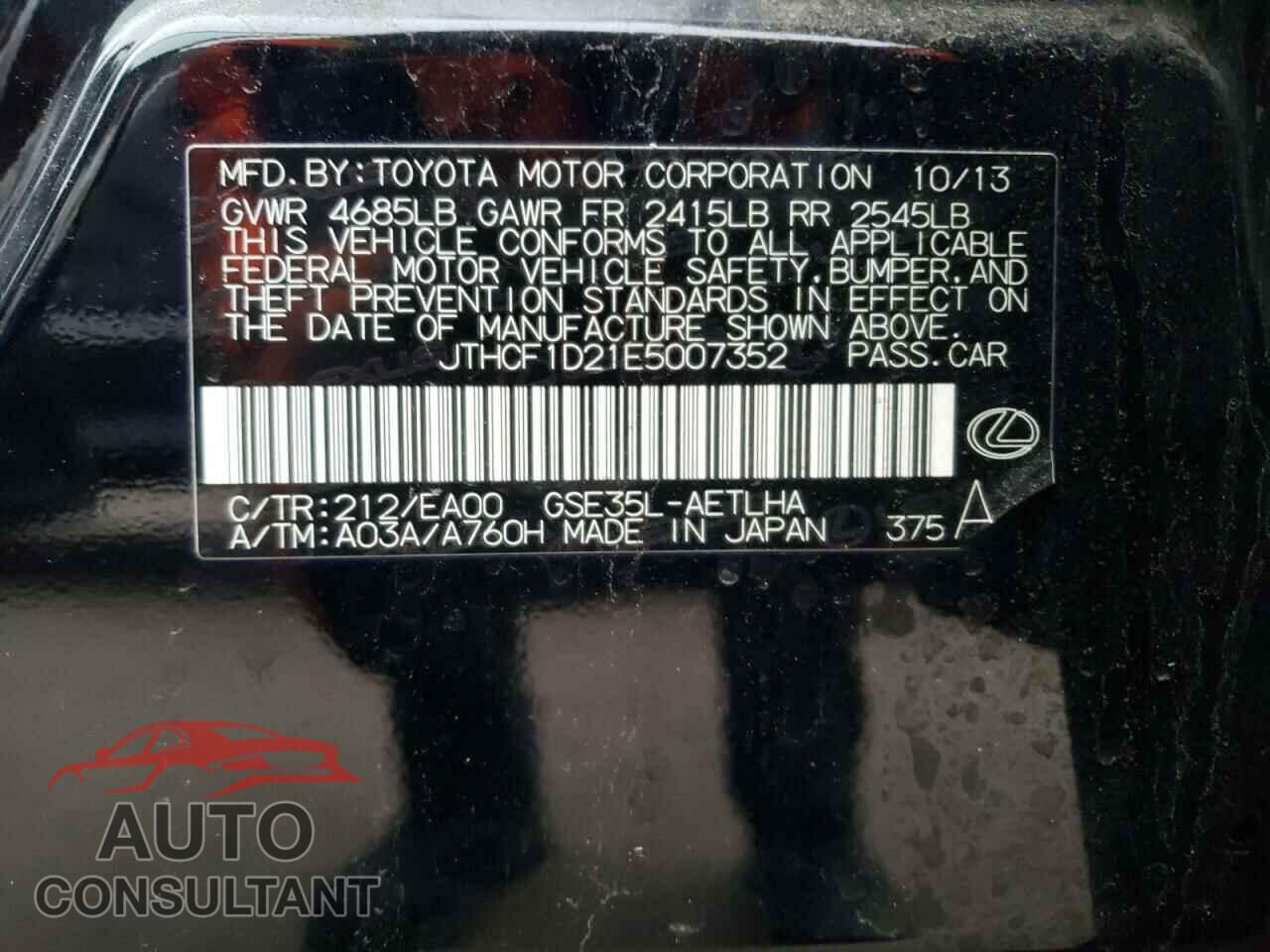 LEXUS IS 2014 - JTHCF1D21E5007352