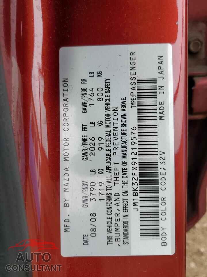 MAZDA 3 2009 - JM1BK32FX91219576