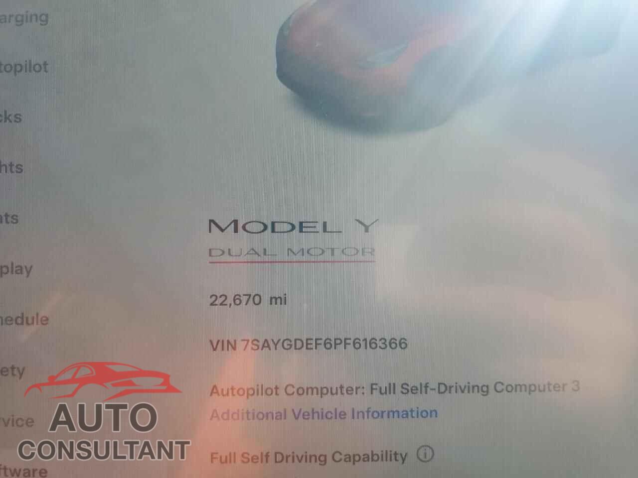 TESLA MODEL Y 2023 - 7SAYGDEF6PF616366