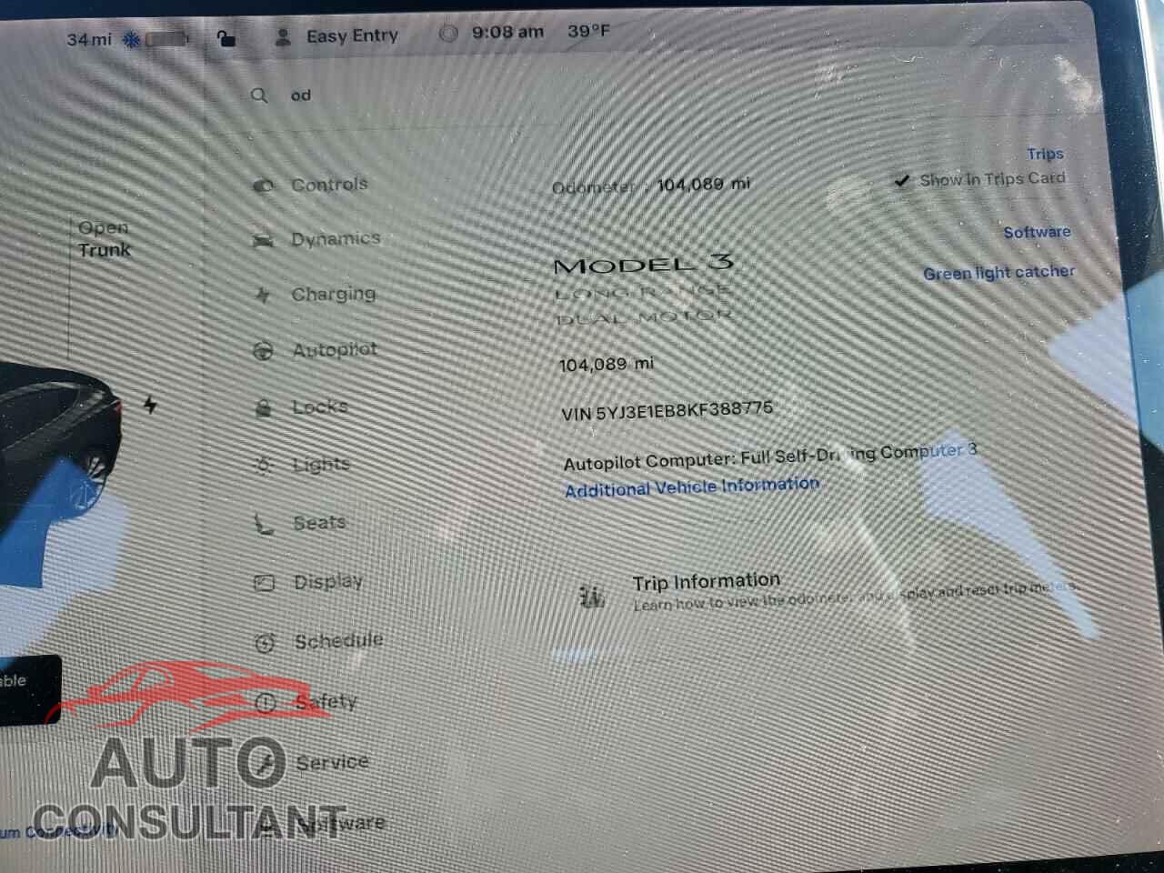 TESLA MODEL 3 2019 - 5YJ3E1EB8KF388775
