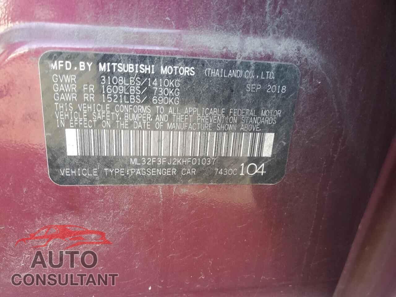 MITSUBISHI MIRAGE 2019 - ML32F3FJ2KHF01037