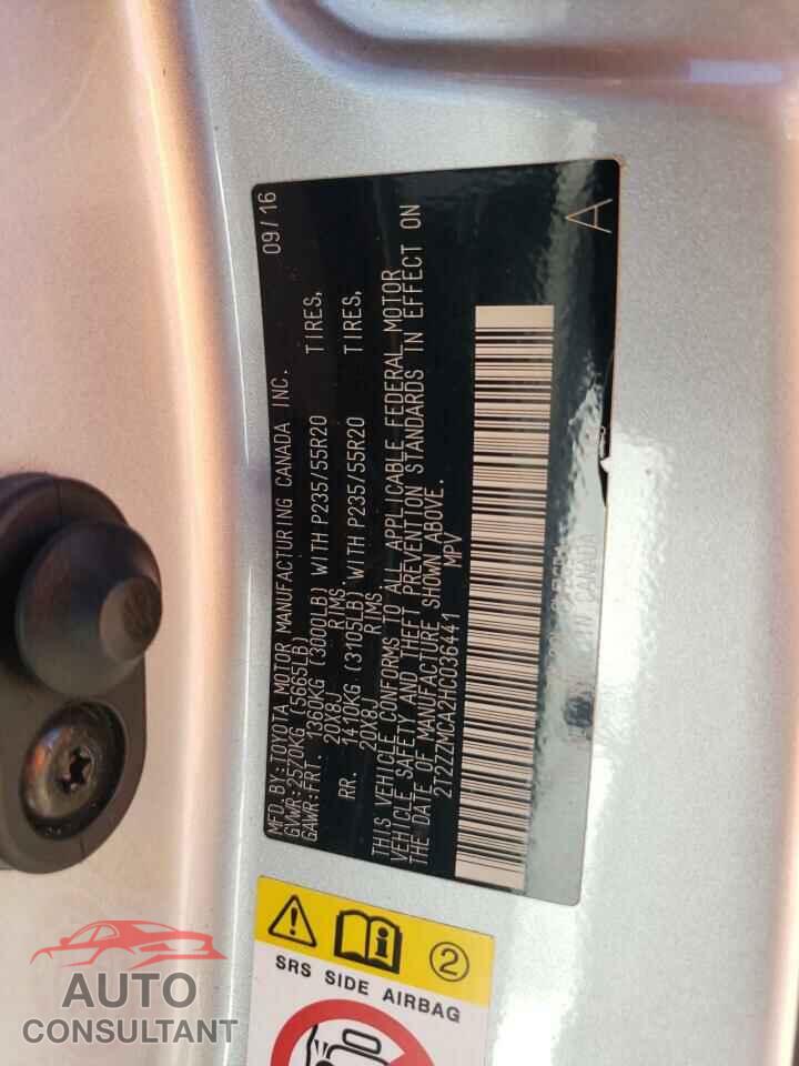LEXUS RX350 2017 - 2T2ZZMCA2HC036441