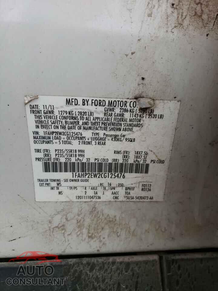 FORD TAURUS 2012 - 1FAHP2EW2CG125476