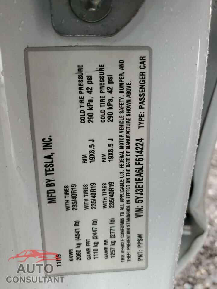 TESLA MODEL 3 2020 - 5YJ3E1EA6LF614224