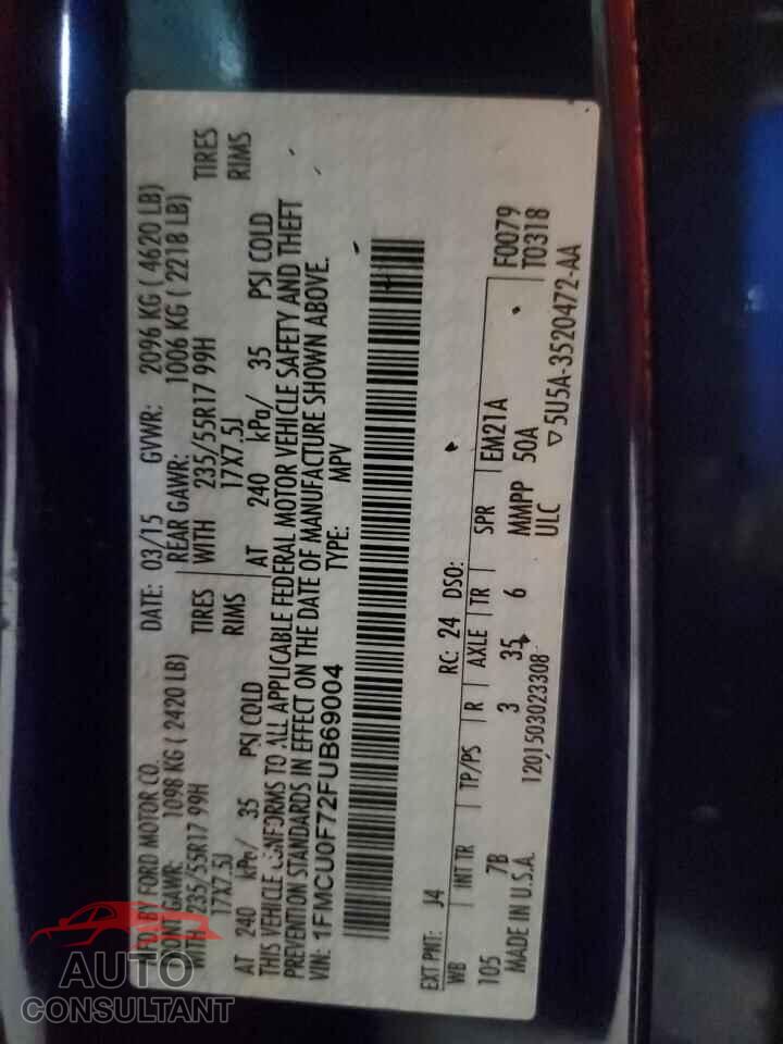FORD ESCAPE 2015 - 1FMCU0F72FUB69004