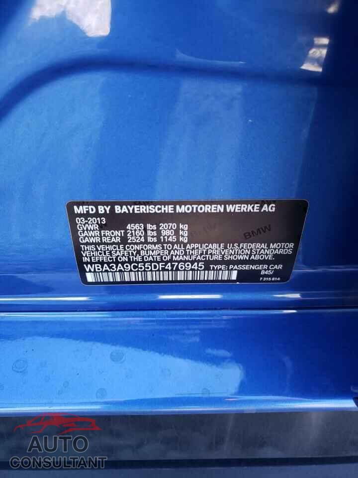 BMW 3 SERIES 2013 - WBA3A9C55DF476945
