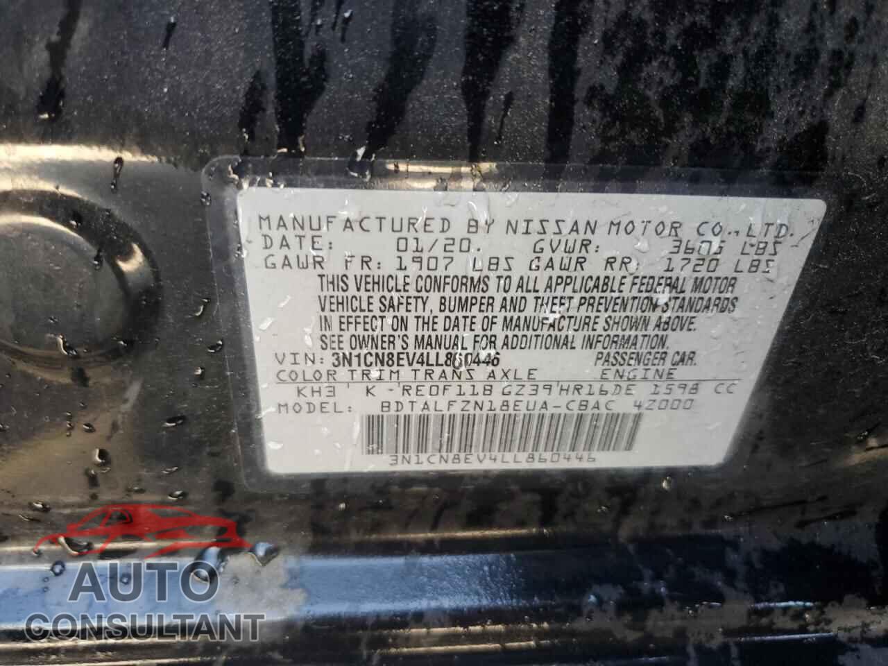 NISSAN VERSA 2020 - 3N1CN8EV4LL860446