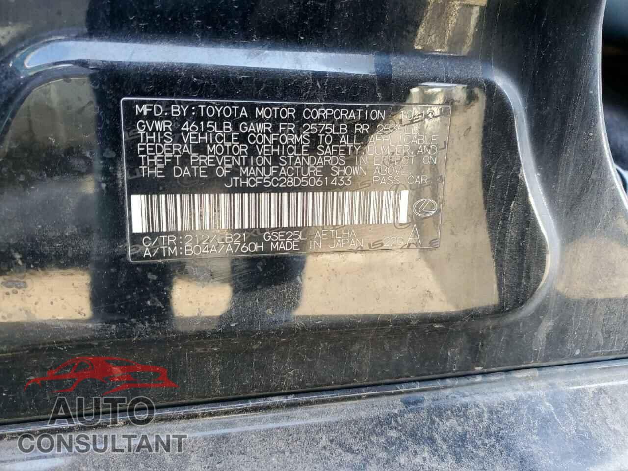 LEXUS IS 2013 - JTHCF5C28D5061433