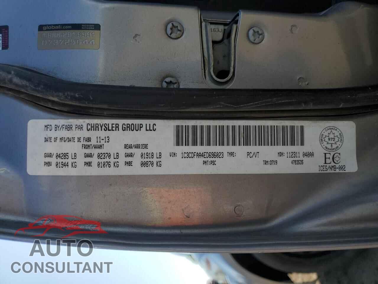 DODGE DART 2014 - 1C3CDFAA4ED696023