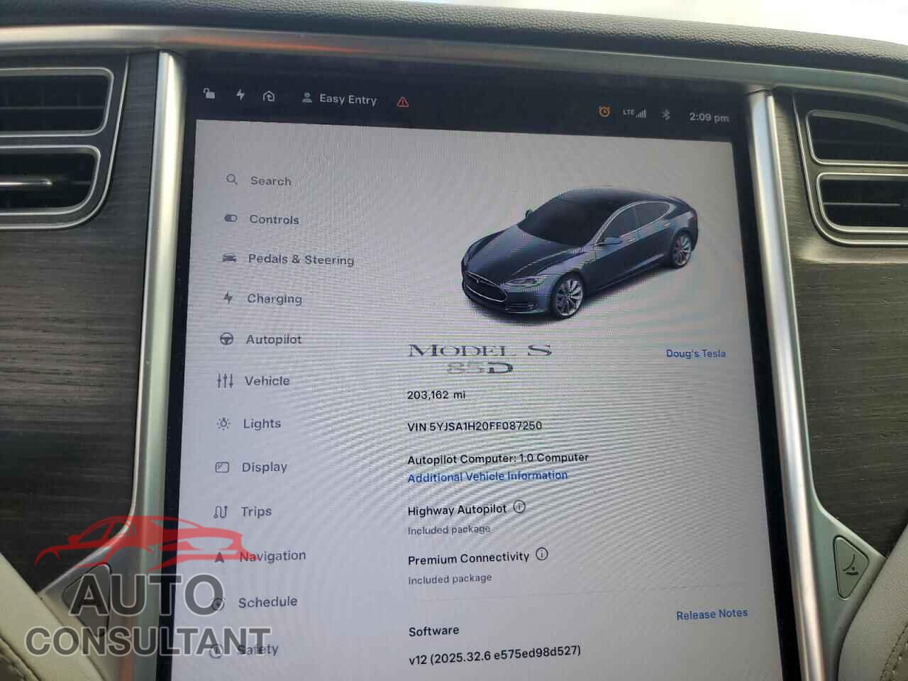 TESLA MODEL S 2015 - 5YJSA1H20FF087250