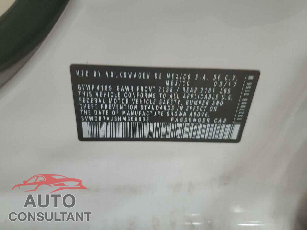 VOLKSWAGEN JETTA 2017 - 3VWDB7AJ3HM358968