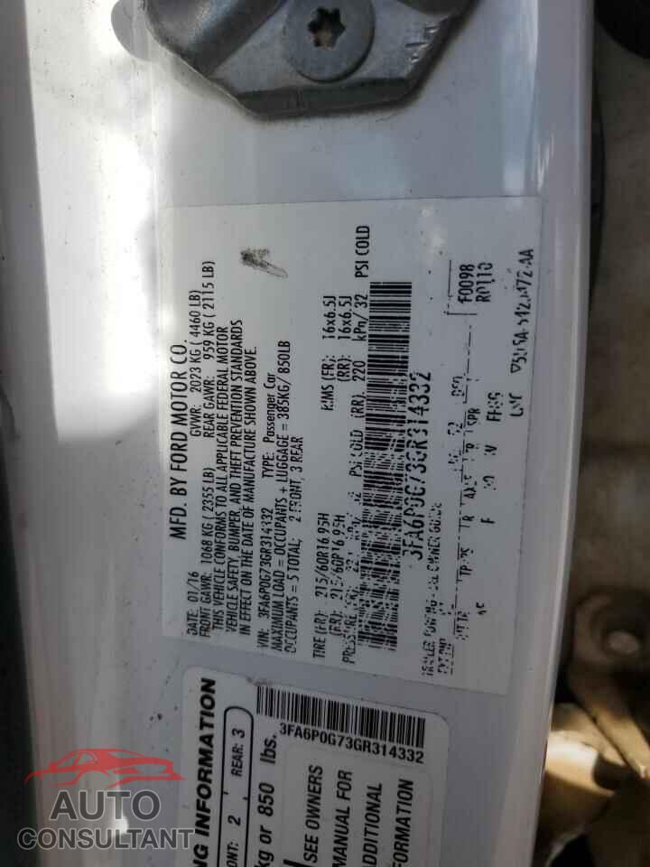 FORD FUSION 2016 - 3FA6P0G73GR314332