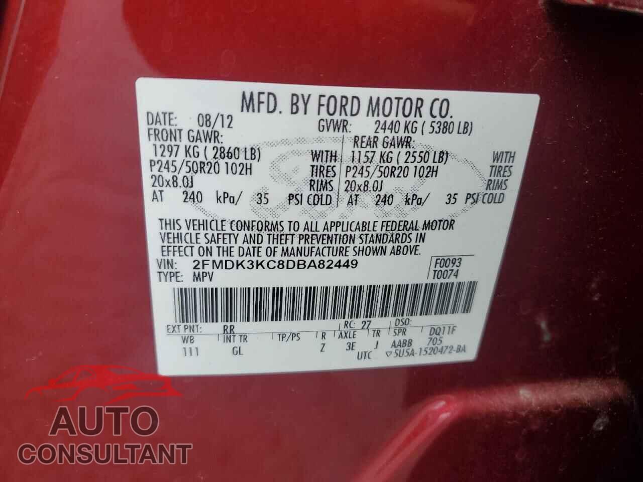 FORD EDGE 2013 - 2FMDK3KC8DBA82449